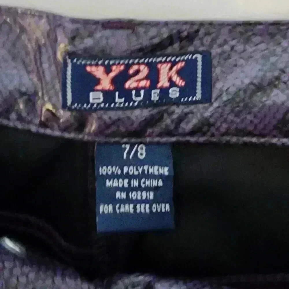 NWT Y2K Blue Purple, Flared Snakeskin Pants - US 7/8 - Picture 5 of 5